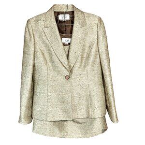 Le Suit 8P Champagne Beige 3-Piece Blazer Vest Skirt Set  Quiet Luxury Career